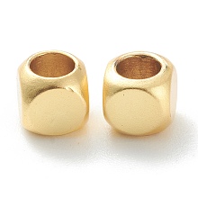 Honeyhandy Brass Beads, Long-Lasting Plated, Cube, Real 18K Gold Plated, 4x4x4mm, Hole: 2.5mm