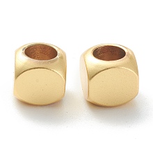 Honeyhandy Brass Beads, Long-Lasting Plated, Cube, Real 18K Gold Plated, 5x5x5mm, Hole: 3mm