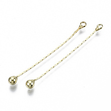 Honeyhandy Brass Chain Tassel Big Pendants, with Iron Teardrop, Light Gold, 45~47x0.5mm, Hole: 1.6mm