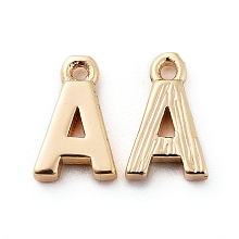 Honeyhandy Brass Charms, Letter, Nickel Free, Real 18K Gold Plated, Letter.A, 8.5x5x1.5mm, Hole: 0.8mm