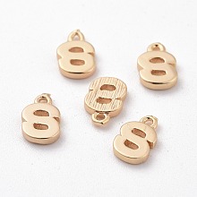 Honeyhandy Brass Charms, Letter, Nickel Free, Real 18K Gold Plated, Letter.S, 8.5x5.5x1.5mm, Hole: 0.8mm