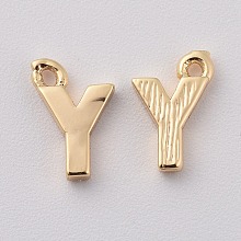 Honeyhandy Brass Charms, Long-Lasting Plated, Real 18K Gold Plated, Letter.A, A: 8.5x8x3mm, Hole: 0.8mm