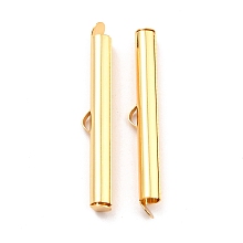 Honeyhandy 304 Stainless Steel Slide On End Clasp Tubes, Slider End Caps, Real 18K Gold Plated, 35x6x4mm, Hole: 3.5mm, Inner Diameter: 3mm