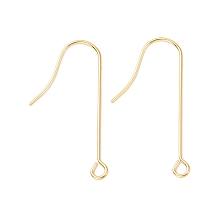 Honeyhandy 316 Surgical Stainless Steel Earring Hooks, Ear Wire, with Horizontal Loops, Golden, 28mm, Hole: 1.8mm, Pin: 0.7mm