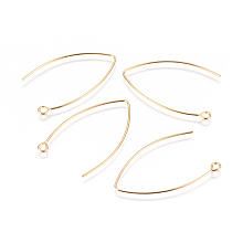 Honeyhandy 304 Stainless Steel Earring Hooks, with Horizontal Loop, Golden, 38.5x24.5x0.8mm, Hole: 2.3mm, Pin: 0.8mm