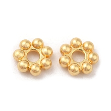 Honeyhandy 304 Stainless Steel Spacer Beads, Flower, Granulated Beads, Real 18K Gold Plated, 3x1mm, Hole: 0.8mm