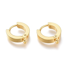 Honeyhandy 304 Stainless Steel Huggie Hoop Earrings Findings, with Vertical Loop, Ring, Real 24K Gold Plated, 15.5x14x3mm, Hole: 1.6mm, Pin: 1mm