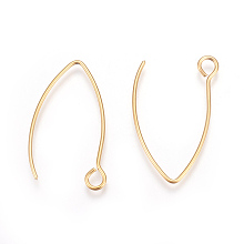 Honeyhandy Ion Plating(IP) 304 Stainless Steel Earring Hooks, Ear Wire, with Horizontal Loop, Golden, 26x15.5mm, Hole: 2.5mm, Pin: 0.8mm