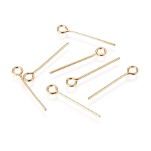 Honeyhandy 304 Stainless Steel Eye Pins, Golden, 17~18x0.6mm, Hole: 2mm