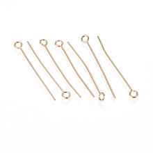 Honeyhandy 304 Stainless Steel Eye Pins, Golden, 30x0.6mm, Hole: 2mm