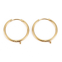 Honeyhandy 316 Surgical Stainless Steel Huggie Hoop Earring Findings, with Vertical Loop, Ring, Real 14K Gold Plated, 21x19x2mm, Hole: 1mm, Pin: 1mm