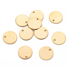 Honeyhandy 201 Stainless Steel Stamping Blank Tag Pendants, Flat Round, Golden, 10x1mm, Hole: 1.2mm