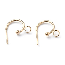 Honeyhandy 304 Stainless Steel Half Hoop Earrings, Real 24K Gold Plated, 19x15x2.5mm, Pin: 0.7mm