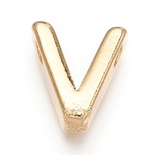 Honeyhandy Brass Charms, Long-Lasting Plated, Letter, Letter.V, V: 8.5x7.5x3mm, Hole: 1.5mm