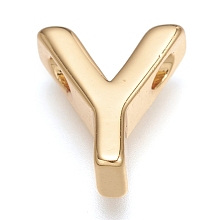 Honeyhandy Brass Charms, Long-Lasting Plated, Letter, Letter.Y, Y: 8.5x7.5x3mm, Hole: 1.6mm