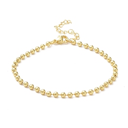 Honeyhandy Rack Plating Brass Ball Chain Bracelets for Women, Long-Lasting Plated, Lead Free & Cadmium Free, Real 18K Gold Plated, 7-1/4 inch(18.5cm), Bead: 3mm