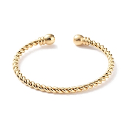 Honeyhandy 304 Stainless Steel Two Spheres Ends Twisted Cuff Bangles, Golden, Inner Diameter: 2-1/8 inch(5.25cm)