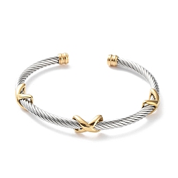 Honeyhandy 304 Stainless Steel Twisted Infinity Cuff Bangles, Golden & Stainless Steel Color, Inner Diameter: 2-1/4 inch(5.8cm)