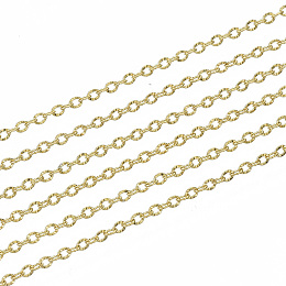 Honeyhandy Vacuum Plating 304 Stainless Steel Chains, Cable Chains, Link Chains, Textured, with Spool, Golden, 1.6x1.2x0.2mm, about 82.02 Feet(25m)/roll