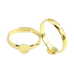 NBEADS 100 Pcs Golden Color Blank Ring Pad Ring Components, Brass Adjustable Ring Bases Findings for Ring Making