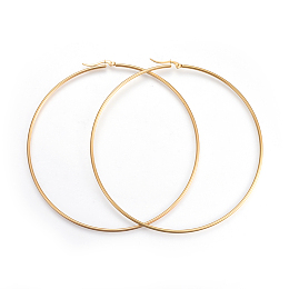 Honeyhandy 201 Stainless Steel Big Hoop Earrings, with 304 Stainless Steel Pin, Hypoallergenic Earrings, Ring Shape, Golden, 100x2mm, 12 Gauge, Pin: 1mm