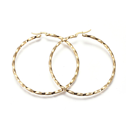 Honeyhandy 201 Stainless Steel Big Hoop Earrings, with 304 Stainless Steel Pin, Hypoallergenic Earrings, Twisted Ring Shape, Golden, 75x2.5mm, 10 Gauge, Pin: 0.8mm