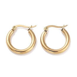 Ring 304 Stainless Steel Hoop Earrings for Women Men, Golden, 9 Gauge, 19.5x3mm, Pin: 0.6mm