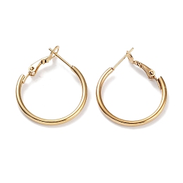 Ring 304 Stainless Steel Hoop Earrings for Women Men, Golden, 12 Gauge, 24.5x2mm, Pin: 0.6mm