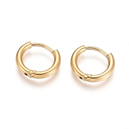 Honeyhandy Ion Plating(IP) 304 Stainless Steel Huggie Hoop Earrings, Hypoallergenic Earrings, with 316 Surgical Stainless Steel Pin, Golden, 12 Gauge, 12~13x2mm, Pin: 1mm