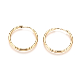 Honeyhandy Ion Plating(IP) 304 Stainless Steel Huggie Hoop Earrings, Hypoallergenic Earrings, with 316 Surgical Stainless Steel Pin, Golden, 12 Gauge, 25x2mm, Pin: 1mm, Inner Diameter: 20mm