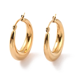 Honeyhandy Vacuum Plating 304 Stainless Steel Chunky Hoop Earrings for Women, Golden, 31.5x30x6.5mm, Pin: 0.6mm