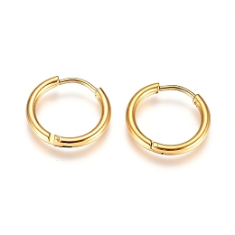 Honeyhandy 304 Stainless Steel Huggie Hoop Earrings, Ion Plating(IP), Ring, Golden, 16x2mm, 12 Gauge, Pin: 0.9mm