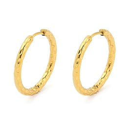 Honeyhandy Ion Plating(IP) 304 Stainless Steel Textured Huggie Hoop Earrings, Real 18K Gold Plated, 24x2.5mm