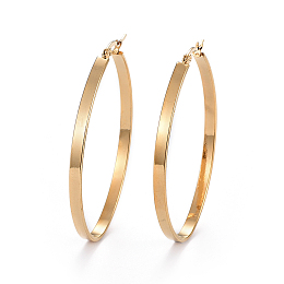 Honeyhandy 304 Stainless Steel Hoop Earrings, Hypoallergenic Earrings, Golden, 63x41.5x4mm, Pin: 0.7x1mm