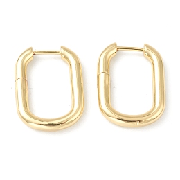 Honeyhandy Brass Huggie Hoop Earrings, Long-Lasting Plated, Rectangle, Golden, 24x18x3.5mm, Pin: 1mm