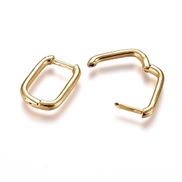 Honeyhandy Brass Huggie Hoop Earrings, Rectangle, Golden, 12 Gauge, 15.5x11.5x2mm, Pin: 1mm