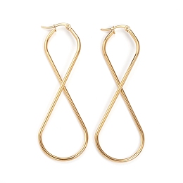 Honeyhandy 201 Stainless Steel Hoop Earrings, with 304 Stainless Steel Pin, Hypoallergenic Earrings, Infinity, Golden, 78x26~28x4mm, Pin: 1x0.5mm