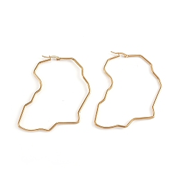 Honeyhandy 201 Stainless Steel Hoop Earrings, with 304 Stainless Steel Pin, Hypoallergenic Earrings, Africa Map, Golden, 12 Gauge, 76x64x2mm, Pin: 1x0.5mm