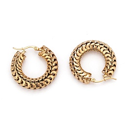 Honeyhandy 304 Stainless Steel Mesh Hoop Earrings, Hypoallergenic Earrings, Hollow Ring, Golden, 34x8mm, Pin: 0.8x1mm