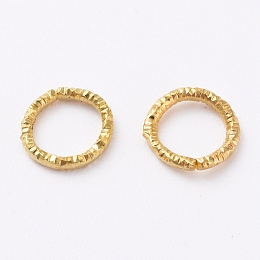 Honeyhandy Iron Textured Jump Rings, Open Jump Rings, for Jewelry Making, Golden, 7.5~8.5x1mm, 18 Gauge, Inner Diameter: 5.5mm, 2000pcs/bag