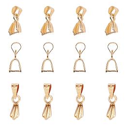 PandaHall Elite About 100 Pieces Iron Pinch Clip Bail Clasp Dangle Charm Bead Pendant Connector Findings Length 15mm for Jewelry Making Golden