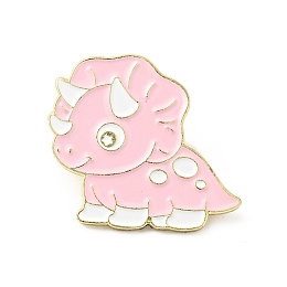 Honeyhandy Cute Dinosaur Enamel Pin, Gold Plated Alloy Badge for Backpack Clothes, Triceratops Pattern, 25.5x27x1.5mm