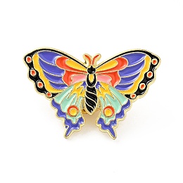 Honeyhandy Flower Butterfly Enamel Pin, Gold Plated Alloy Badge for Backpack Clothes, Colorful, 20x30x1.5mm