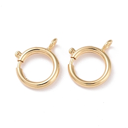 Honeyhandy Eco-friendly Brass Spring Ring Clasps, Cadmium Free & Lead Free, Long-Lasting Plated, Real 24K Gold Plated, 11.4x16x2.5mm, Hole: 2.6mm, Inner Diameter: 11mm