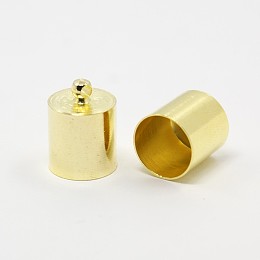 Honeyhandy Brass Cord Ends, End Caps, Golden, 16x14mm, Hole: 1mm, Inner Diameter: 13.5mm