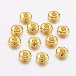 Honeyhandy Brass Spacer Beads, Cadmium Free & Lead Free, Rondelle, Golden, 5x2mm, Hole: 1.5~2mm