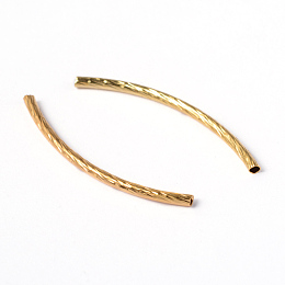 Honeyhandy Brass Tube Beads, Curved, Golden, 35x2mm, Hole: 1mm