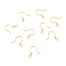 Honeyhandy Brass Earring Hooks, with Horizontal Loop, Long-Lasting Plated, Real 18K Gold Plated, 17x16x0.7mm, Hole: 2mm, Pin: 0.7mm