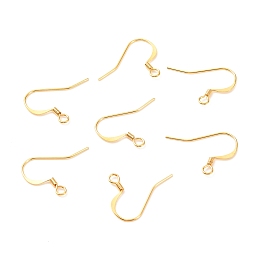 Honeyhandy Brass Earring Hooks, with Horizontal Loop, Long-Lasting Plated, Real 18K Gold Plated, 17x22.5x0.7mm, Hole: 2mm, Pin: 0.7mm