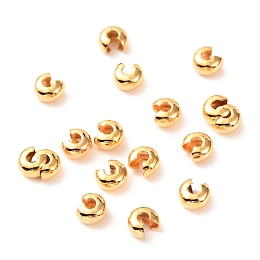 Honeyhandy Brass Crimp Beads Covers, Real 18K Gold Plated, 5.5x6.5x3.5mm, Hole: 2mm